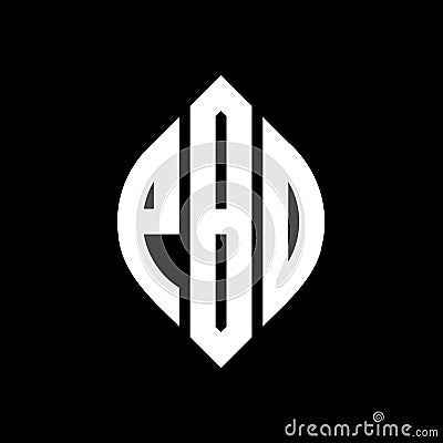 PBO circle letter logo design with circle and ellipse shape. PBO ellipse letters with typographic style. The three initials form a Vector Illustration