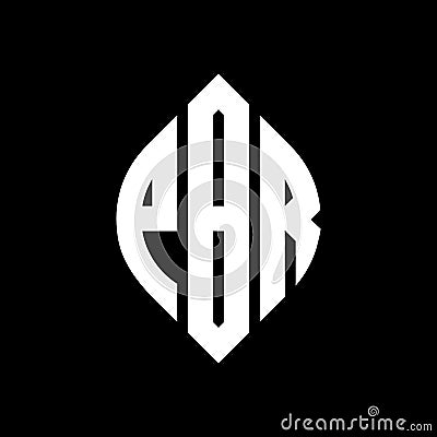 PBR circle letter logo design with circle and ellipse shape. PBR ellipse letters with typographic style. The three initials form a Vector Illustration