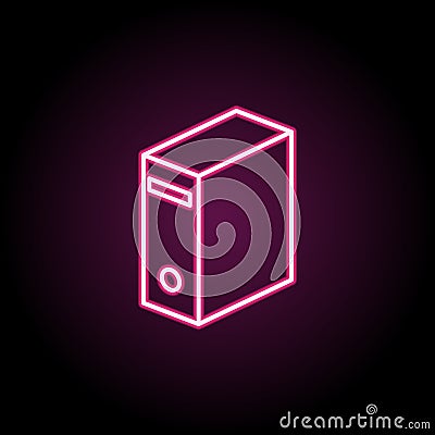 Pc case neon icon. Simple thin line, outline vector of computer parts icons for ui and ux, website or mobile application Stock Photo
