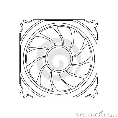 PC Casing Fan Outline Icon Illustration on Isolated White Background Vector Illustration