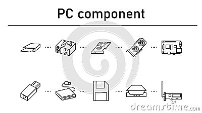 PC component simple concept icons set Stock Photo