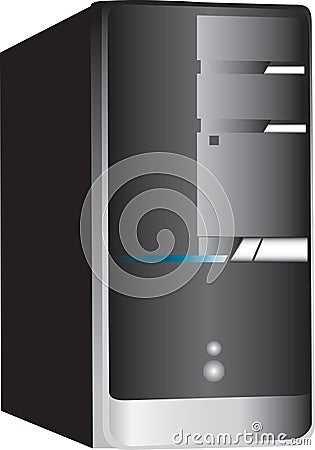 PC computer tower on white Vector Illustration