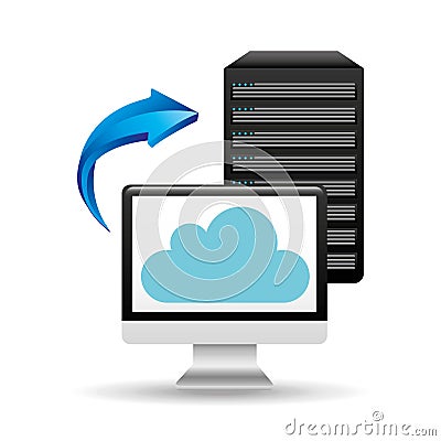 Pc data base cloud arrow Vector Illustration