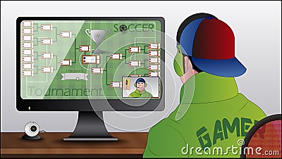 PC Gamer con Web Cam Vector Illustration