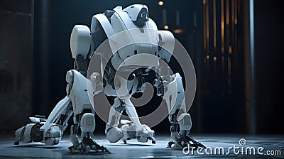 PC Gaming sci-fi setting design a robot companion high co generative AI Stock Photo