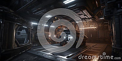 PC Gaming sci-fi setting design a spacecraft Hyper-realis generative AI Stock Photo