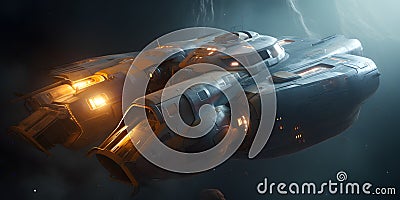 PC Gaming sci-fi setting design a spacecraft Hyper-realis two generative AI Stock Photo