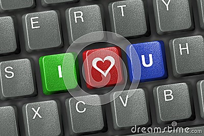 PC keyboard with three love keys Stock Photo