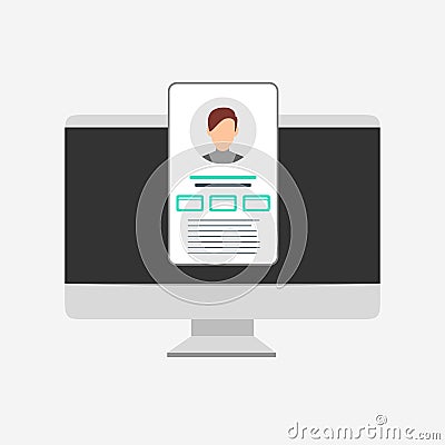 PC with login and password form page on screen, registration page. Sign in page, user authorization. Login Vector Illustration