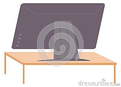 Pc monitor back view. Computer screen icon Vector Illustration