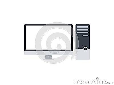 PC, Monitor icon. Desktop computer with lcd monitor. EPS10 Vector Vector Illustration