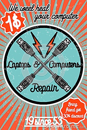 PC repair banner Vector Illustration