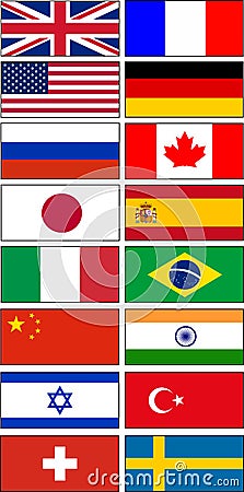 Country Flags in frames Vector Illustration