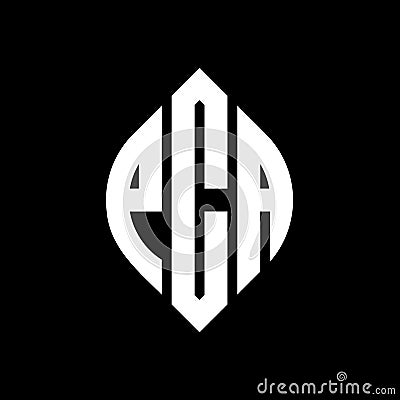 PCA circle letter logo design with circle and ellipse shape. PCA ellipse letters with typographic style. The three initials form a Vector Illustration