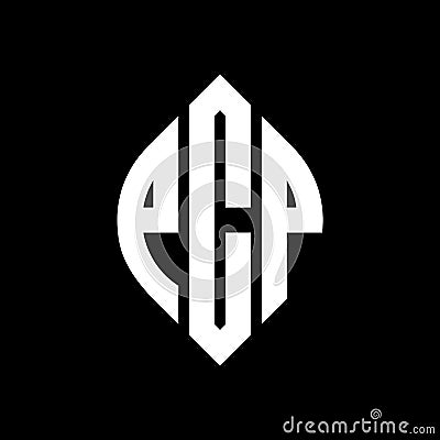 PCP circle letter logo design with circle and ellipse shape. PCP ellipse letters with typographic style. The three initials form a Vector Illustration