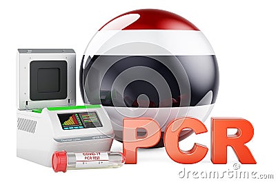 PCR test for COVID-19 in Thailand, concept. PCR thermal cycler with Thai flag, 3D rendering Stock Photo