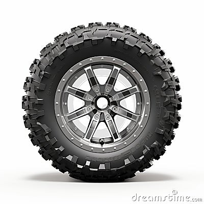 Pctem0099061 Off Road Wheel Design - Highly Realistic Black And White Wheel Stock Photo