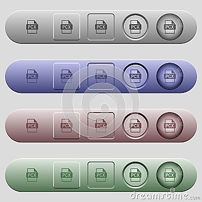 PCX file format icons on horizontal menu bars Stock Photo