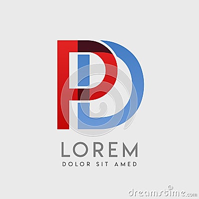 PD logo letters with blue and red gradation Vector Illustration