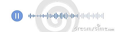 Pdcast soundwave line. Record music player. Equalizer icon with spectrum noise and pause button Vector Illustration