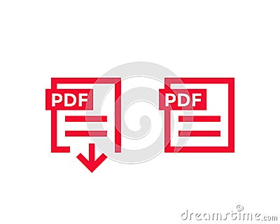 PDF document, download pdf file icons Vector Illustration