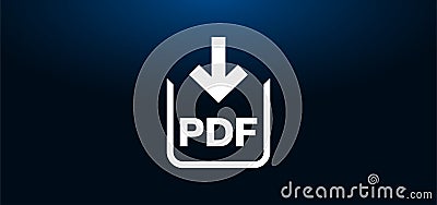 PDF document download icon crystal blue banner background Stock Photo
