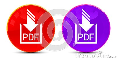 PDF document download icon glossy round buttons illustration Vector Illustration