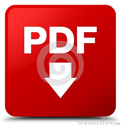 PDF download icon red square button Cartoon Illustration