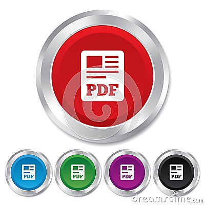 PDF file document icon. Download pdf button. Vector Illustration