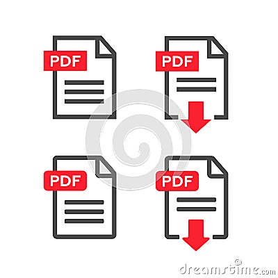 PDF file download icon. Document text, symbol web format information, illustration Stock Photo