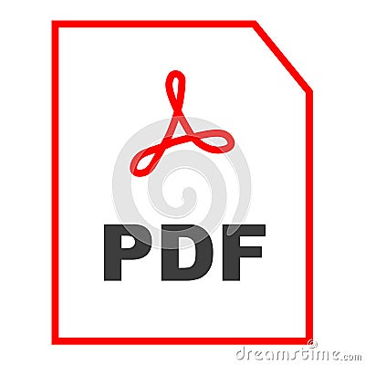 PDF file icon with a red outline and Adobe logo, representing a common digital document format used for reading, sharing, and Vector Illustration