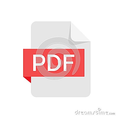 PDF format file isolated on white background. Vector Illustration