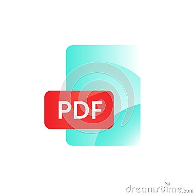 PDF format icon. Vector. Gradient flat style. Bright, fashionable illustration of icons. Image is isolated on white background. A Vector Illustration