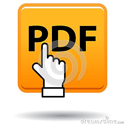 Pdf web icon orange square button Vector Illustration
