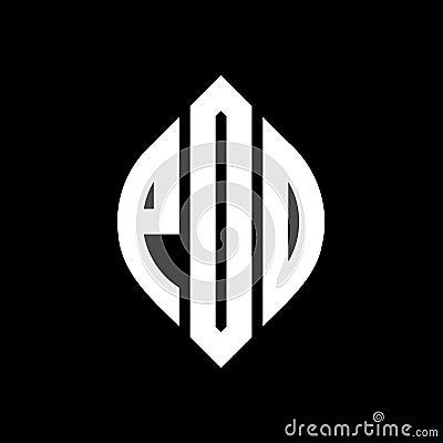 PDO circle letter logo design with circle and ellipse shape. PDO ellipse letters with typographic style. The three initials form a Vector Illustration