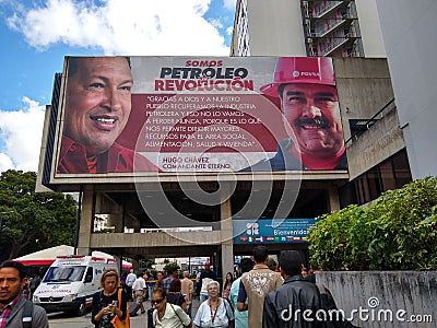 PDVSA state owned enterprise Petroleum of Venezuela oil and gas company facade in Caracas, Venezuela Editorial Stock Photo