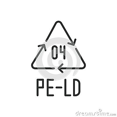 PE-LD 04 recycling code symbol line icon. Plastic recycling vector low density polyethylene sign. Line design. Editable Vector Illustration