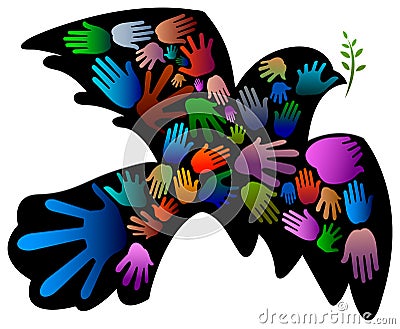 Peace bird with hands Vector Illustration