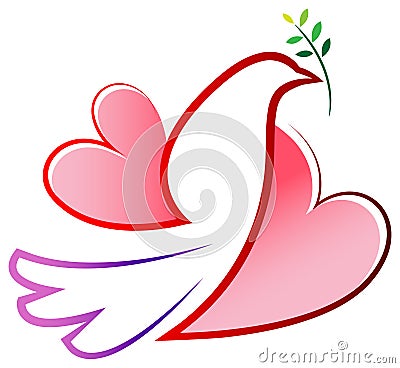 Peace bird with love wings Vector Illustration