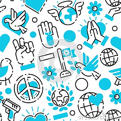 Peace blue love world freedom international free care hope seamless pattern vector illustration Vector Illustration