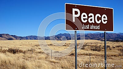 Peace brown road sign Stock Photo