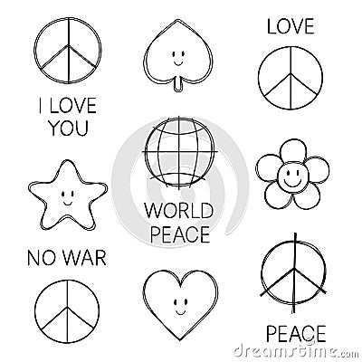 Peace doodle isolated icon vector. Peaceful hand drawn sketch clipart Vector Illustration