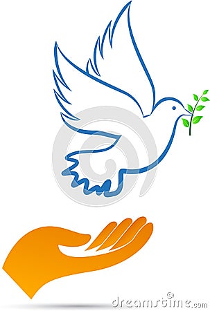 Peace dove with hand Vector Illustration