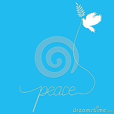 Peace dove with olive branch vector Pigeon line art Vector Illustration