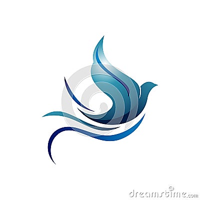 Peace Dove Pigeon Flying Beautiful Bird Logo Illustration Vector Illustration