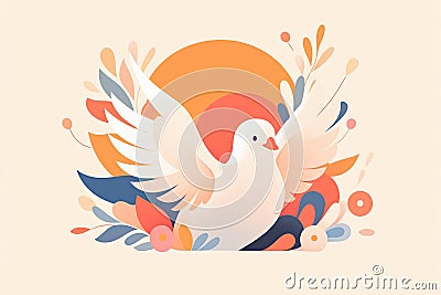 Peace dove simple illustration design. Peace and solidarity symbol. Generative ai Cartoon Illustration