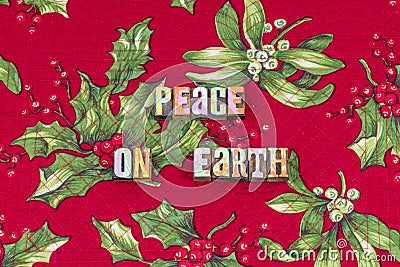 Peace earth Christmas joy karma typography Stock Photo