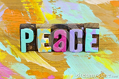 Peace faith hope joy love war happiness time Stock Photo