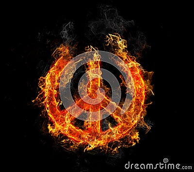 Peace on Fire Stock Photo