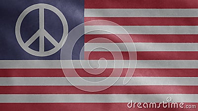 Peace flag USA waving. American peaceful banner. Pacifist united states ensign Stock Photo